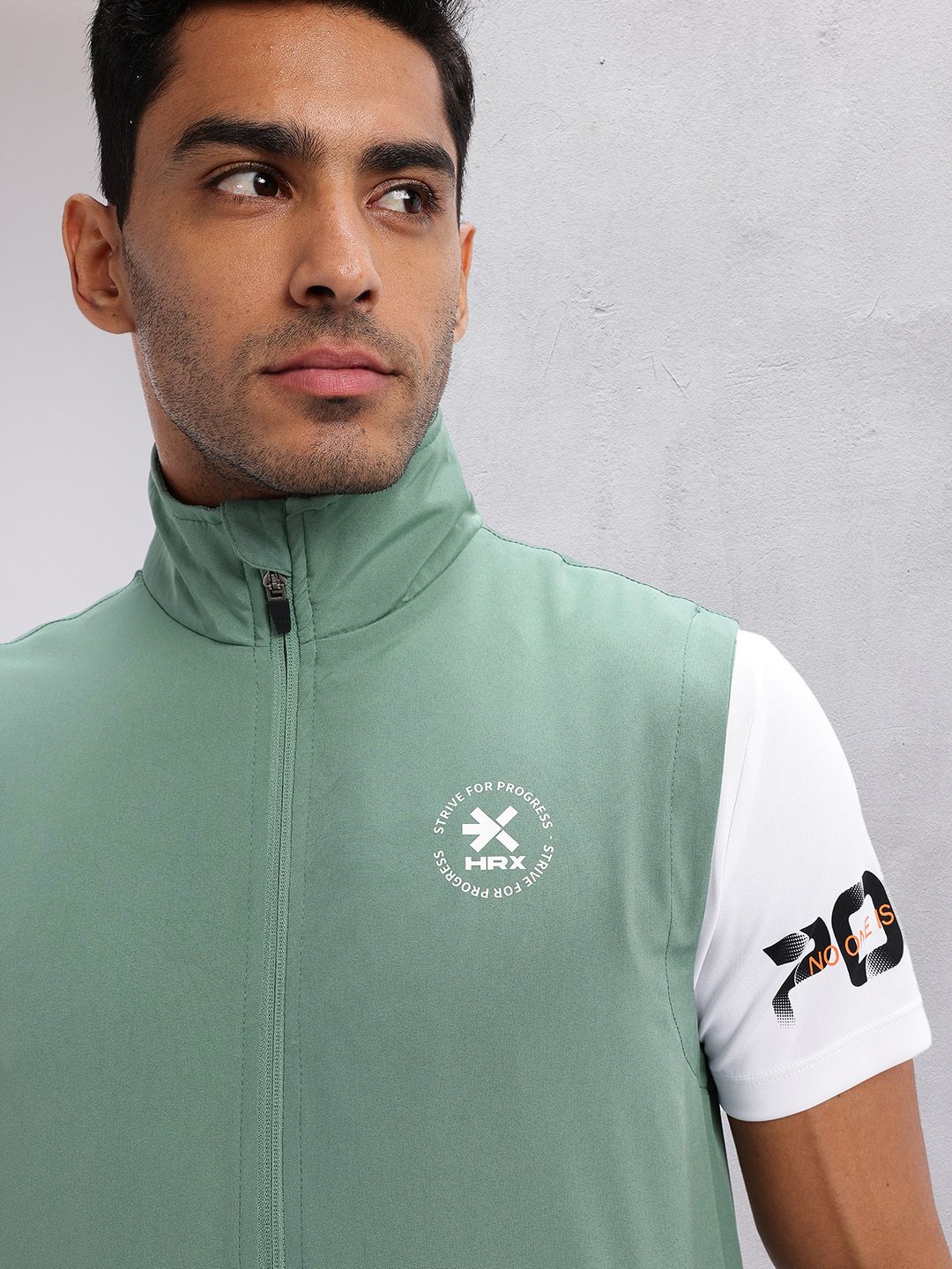 HRX by Hrithik Roshan Brand Logo Printed Detail Rapid-Dry Training Gilet Jacket