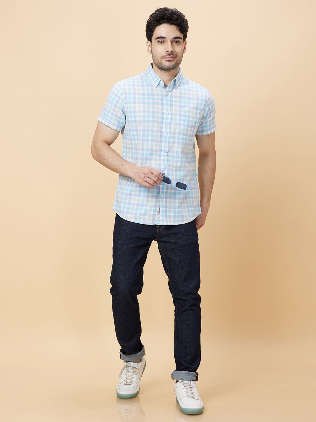 Being Human Men Slim Fit Tartan Checks Button-Down Collar Opaque Checked Casual Shirt