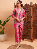 Shae by SASSAFRAS Floral Printed Blazer With Straight Pants Co-Ords