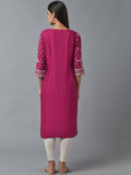 W Women Pink & White Ethnic Printed Kurta