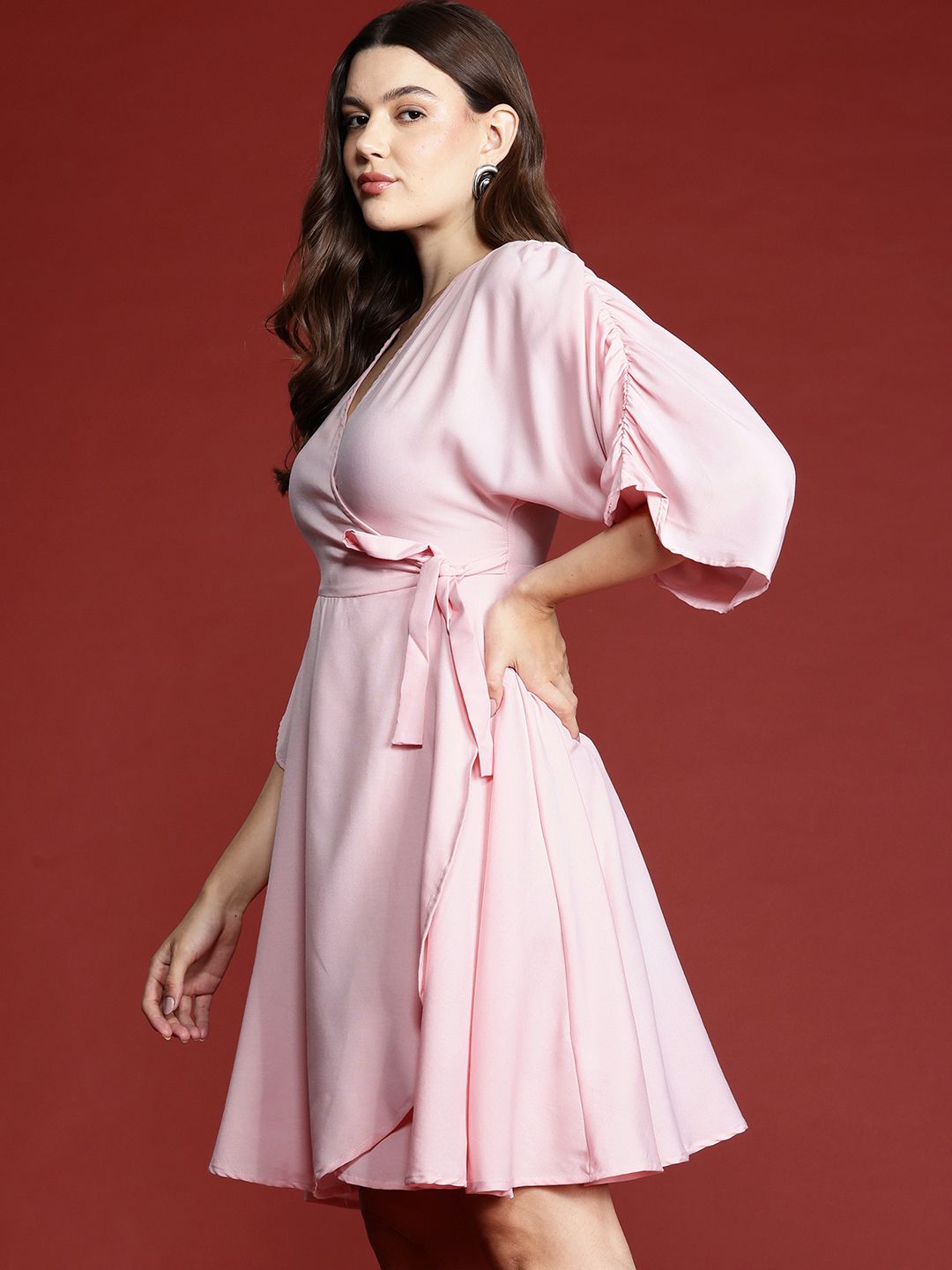 all about you Flared Sleeve Wrap Dress
