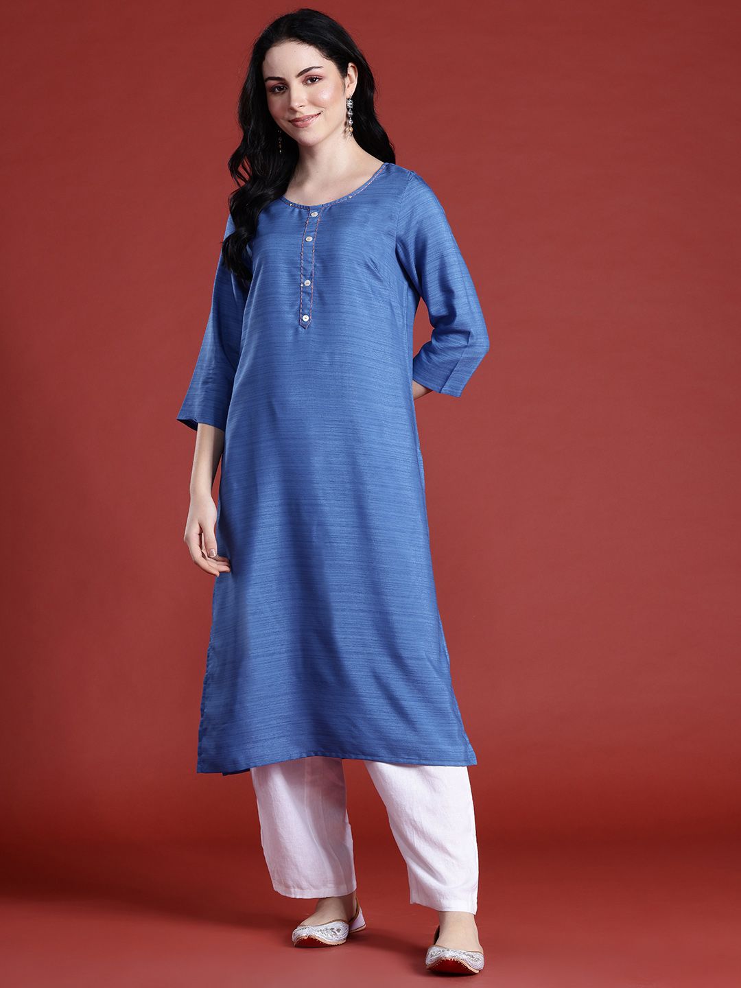 Anouk Striped A-Line Kurta