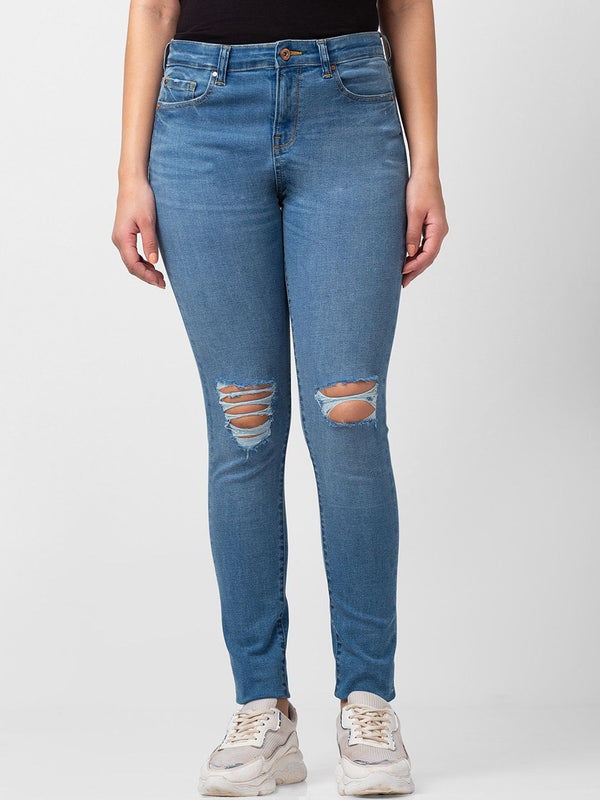 SPYKAR Women Adora Skinny Fit Mildly Distressed Light Fade Cotton Jeans