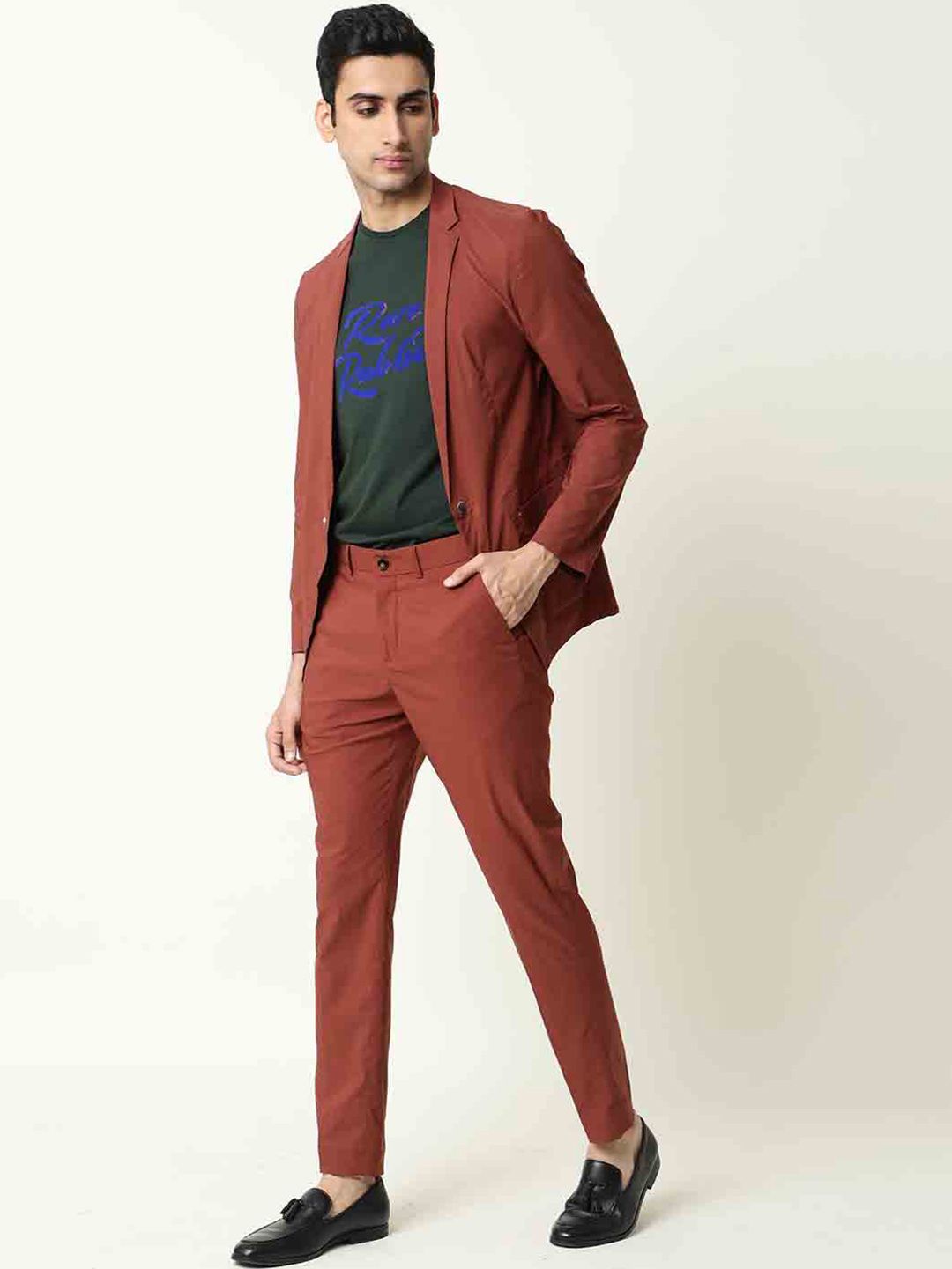 RARE RABBIT Men Glak Mid Rise Slim Fit Trouser