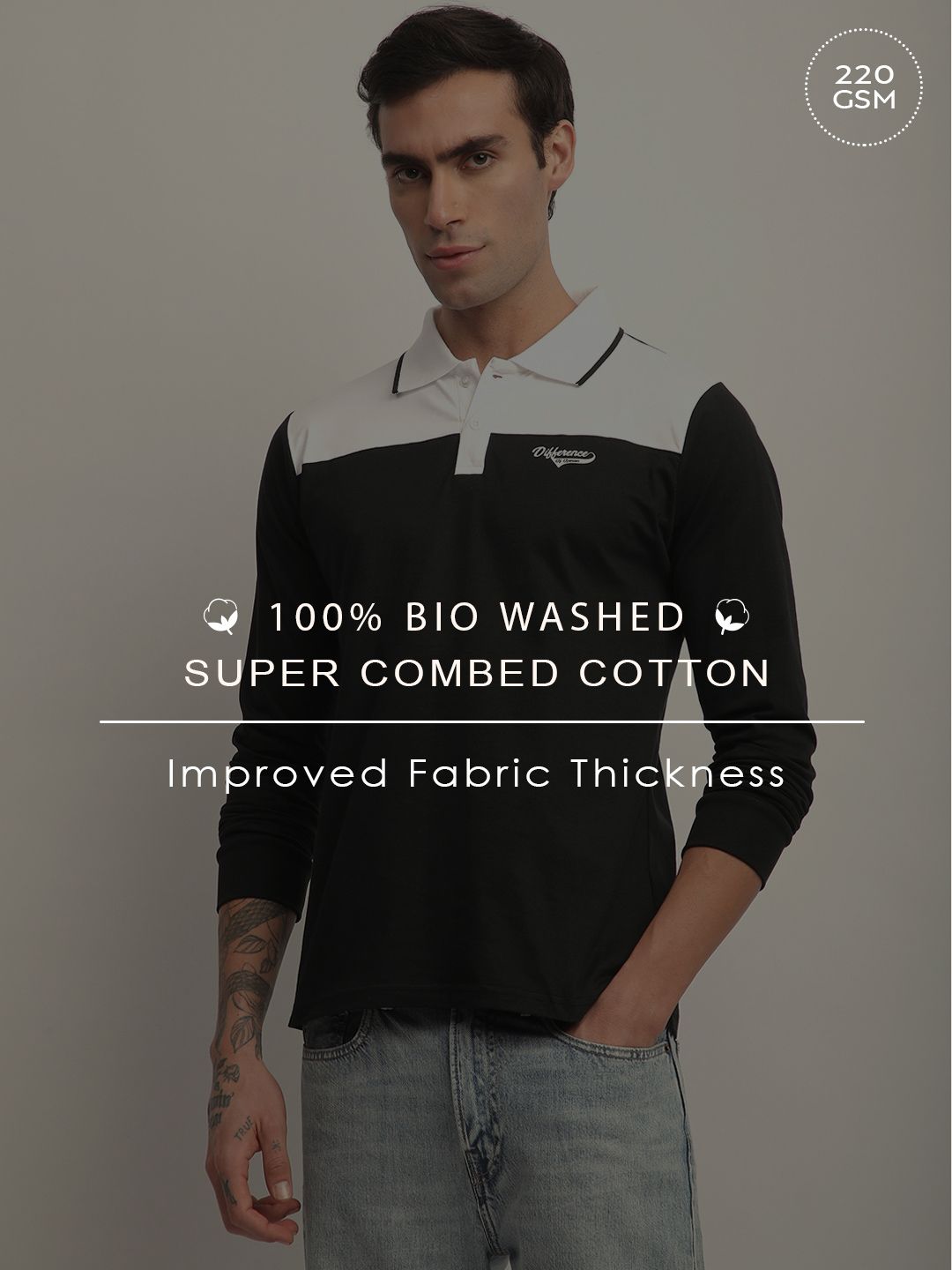 Difference of Opinion Men Long Sleeve Regular Fit Polo Tshirt