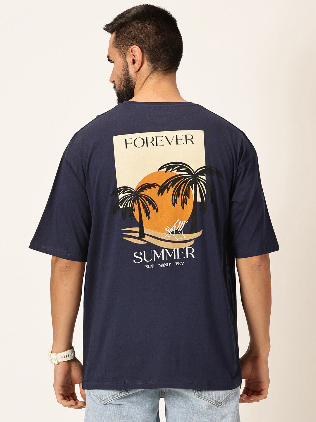 Thomas Scott Round Neck Drop-Shoulder Sleeves Bio Finish Cotton Oversized T-shirt