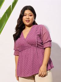 SASSAFRAS Curve Plus Size Self Design Puff Sleeve Empire Top
