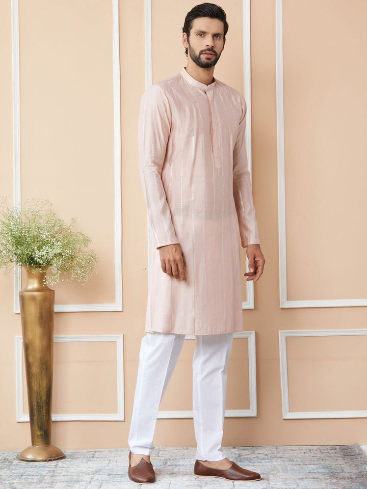 See Designs Floral Embroidered Regular Sequinned Pure Cotton Kurta with Pyjamas