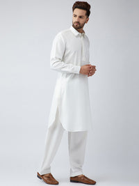 SOJANYA Men Off-White Solid Kurta with Salwar