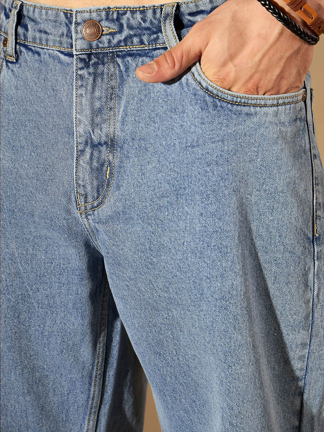 DENNISON Men Smart Baggy Fit Clean Look Cotton Jeans