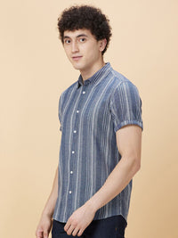 Being Human Slim Fit Striped Spread Collar Short Sleeves Casual Shirt