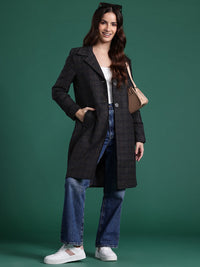 DressBerry Checked Single-Breasted Longline Overcoat