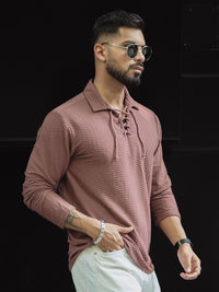 Powerlook Men Self Design Polo Collar T-shirt