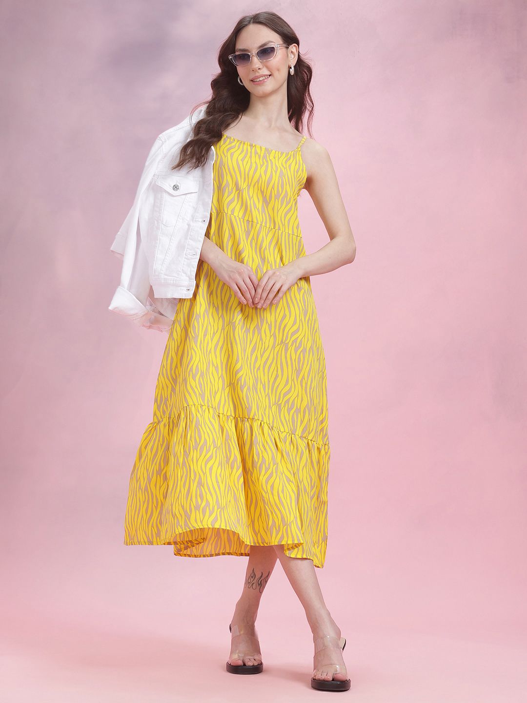 DressBerry Printed Midi Tiered Dress