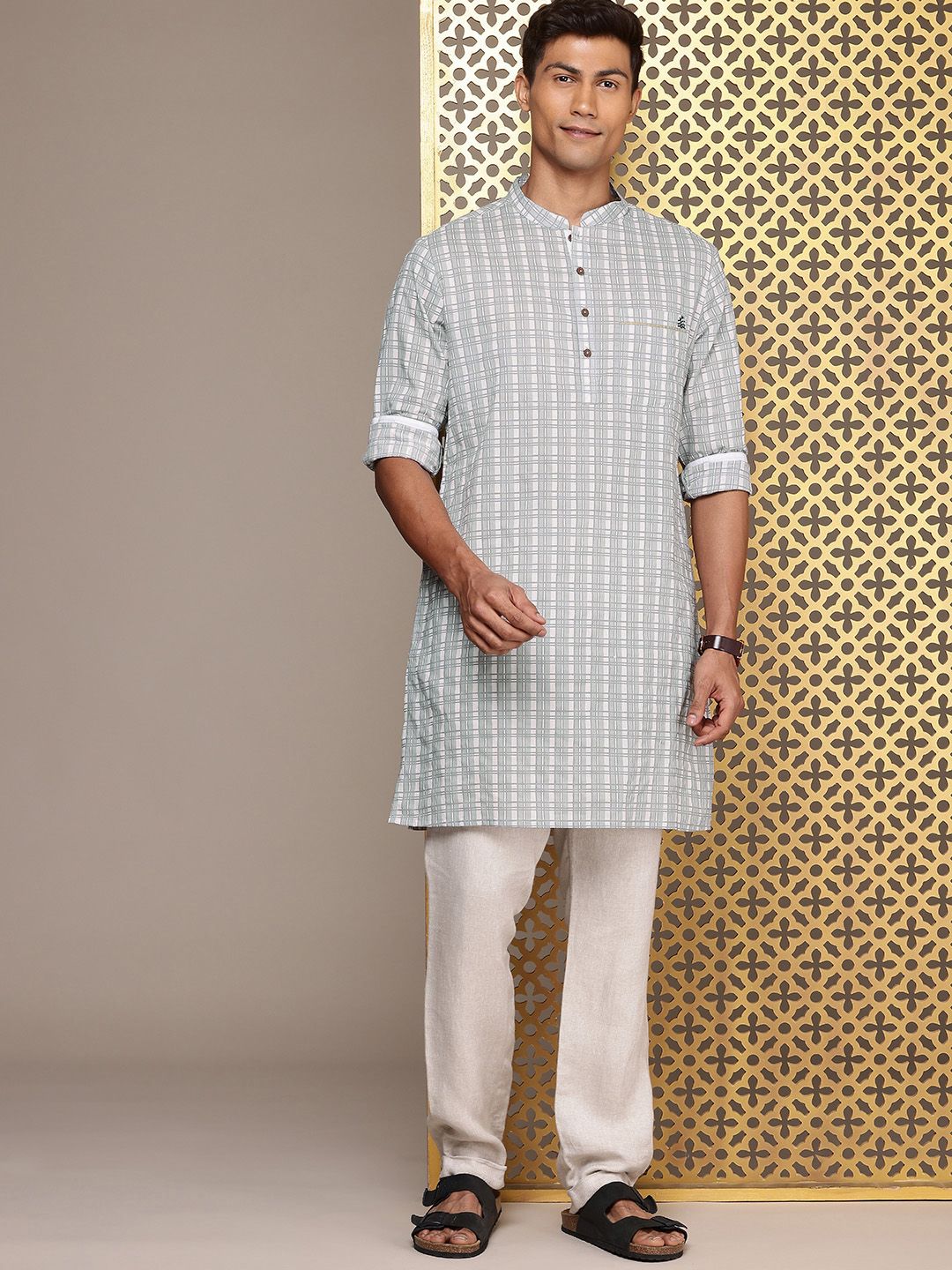 House of Pataudi  Jashn Pure Cotton Checked Kurta