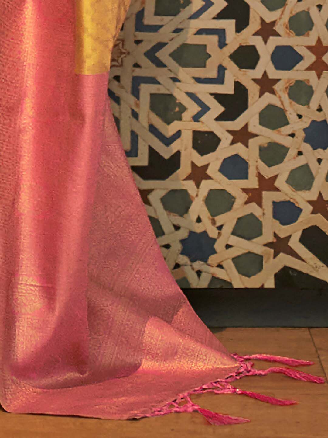 Saree mall Ethnic Motifs Zari Woven Design Silk Blend Kanjeevaram Sarees