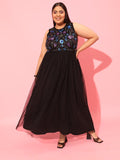 CURVY STREET Black Net A-Line Dress