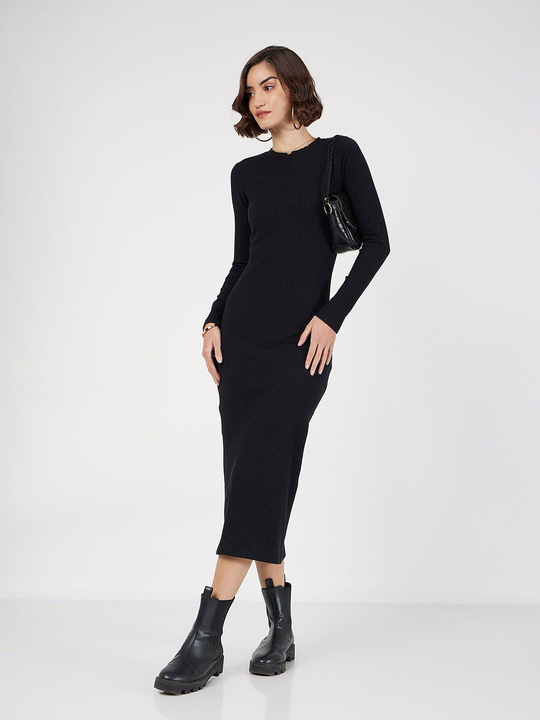 SASSAFRAS Long Sleeve Bodycon Midi Dress
