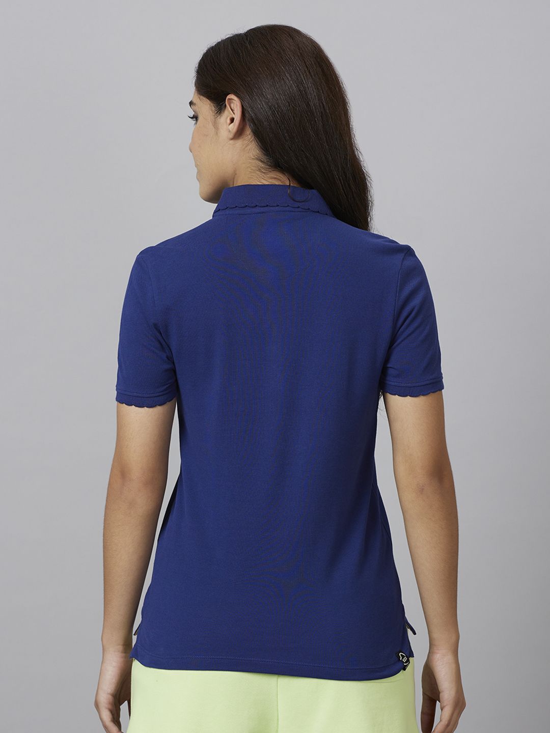Being Human Women Blue Polo Collar Slim Fit T-shirt