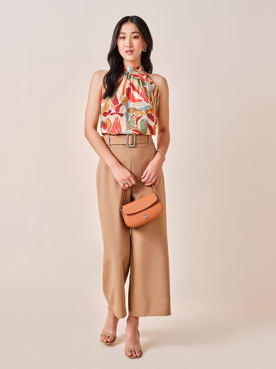 AND halter neck Printed a-line Top