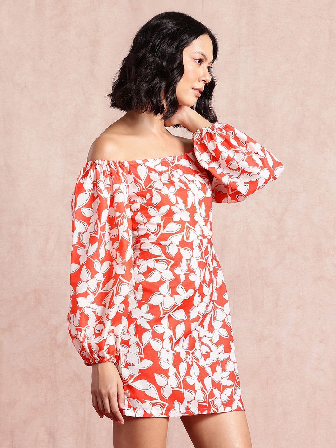 all about you Floral Print Puff Sleeve Sheath Mini Dress