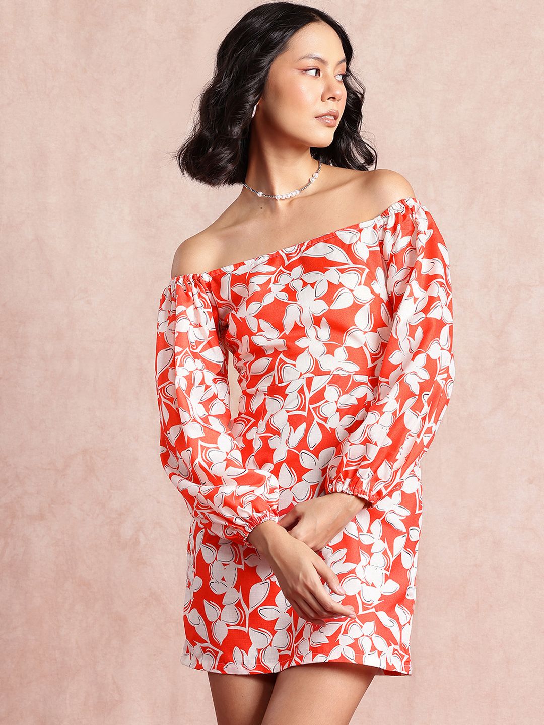 all about you Floral Print Puff Sleeve Sheath Mini Dress