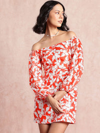all about you Floral Print Puff Sleeve Sheath Mini Dress
