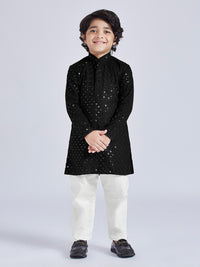 VASTRAMAY Boys Embroidered Regular Sequinned Kurta with Pyjamas