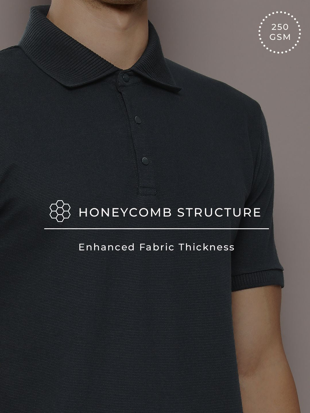 DILLINGER Men Polo Collar Honeycomb Structure T-shirt