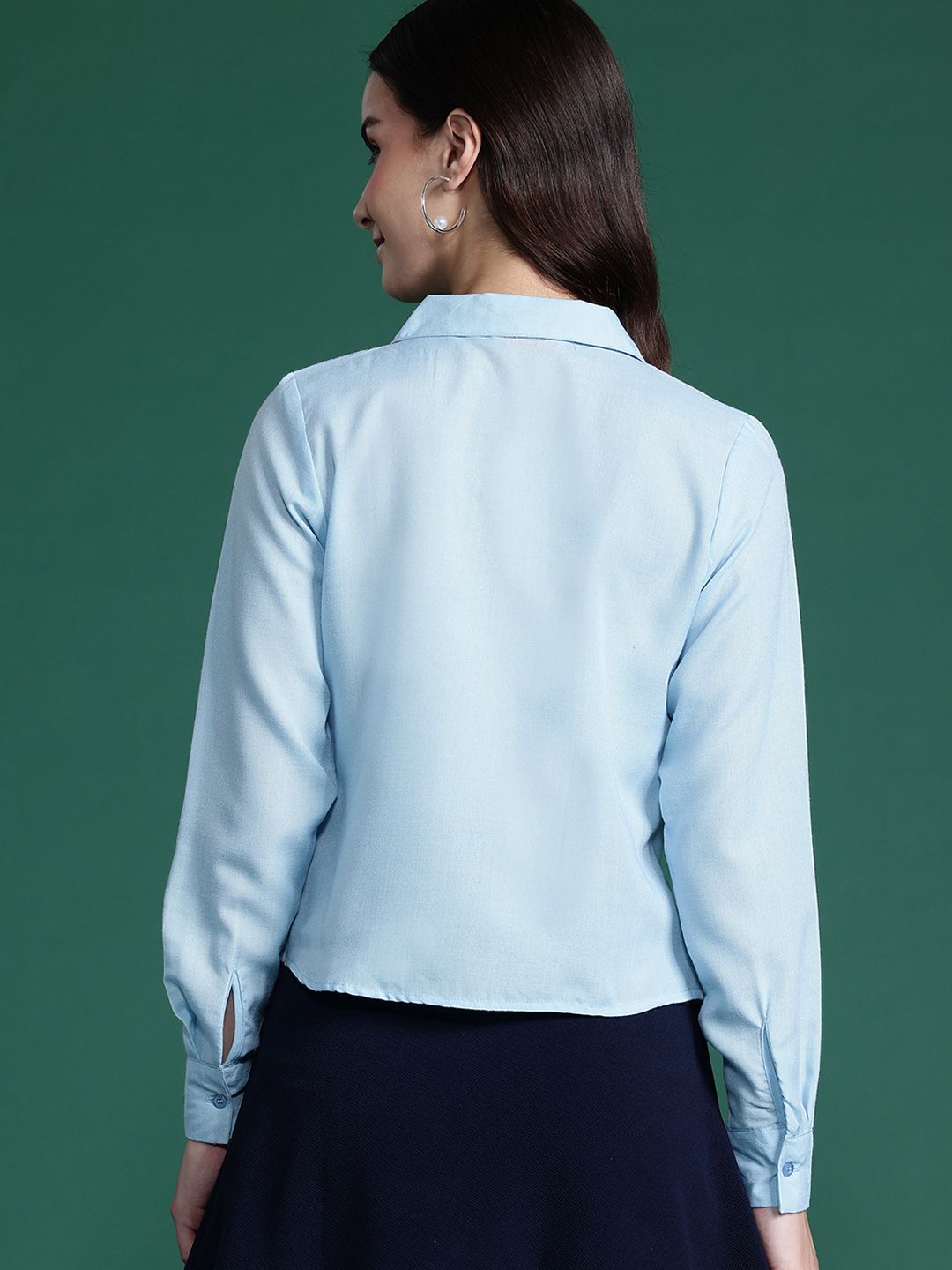 DressBerry Ruched Shirt Collar Top