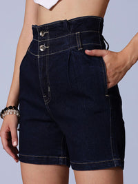 STREET 9 Women Washed High-Rise Denim Denim Shorts