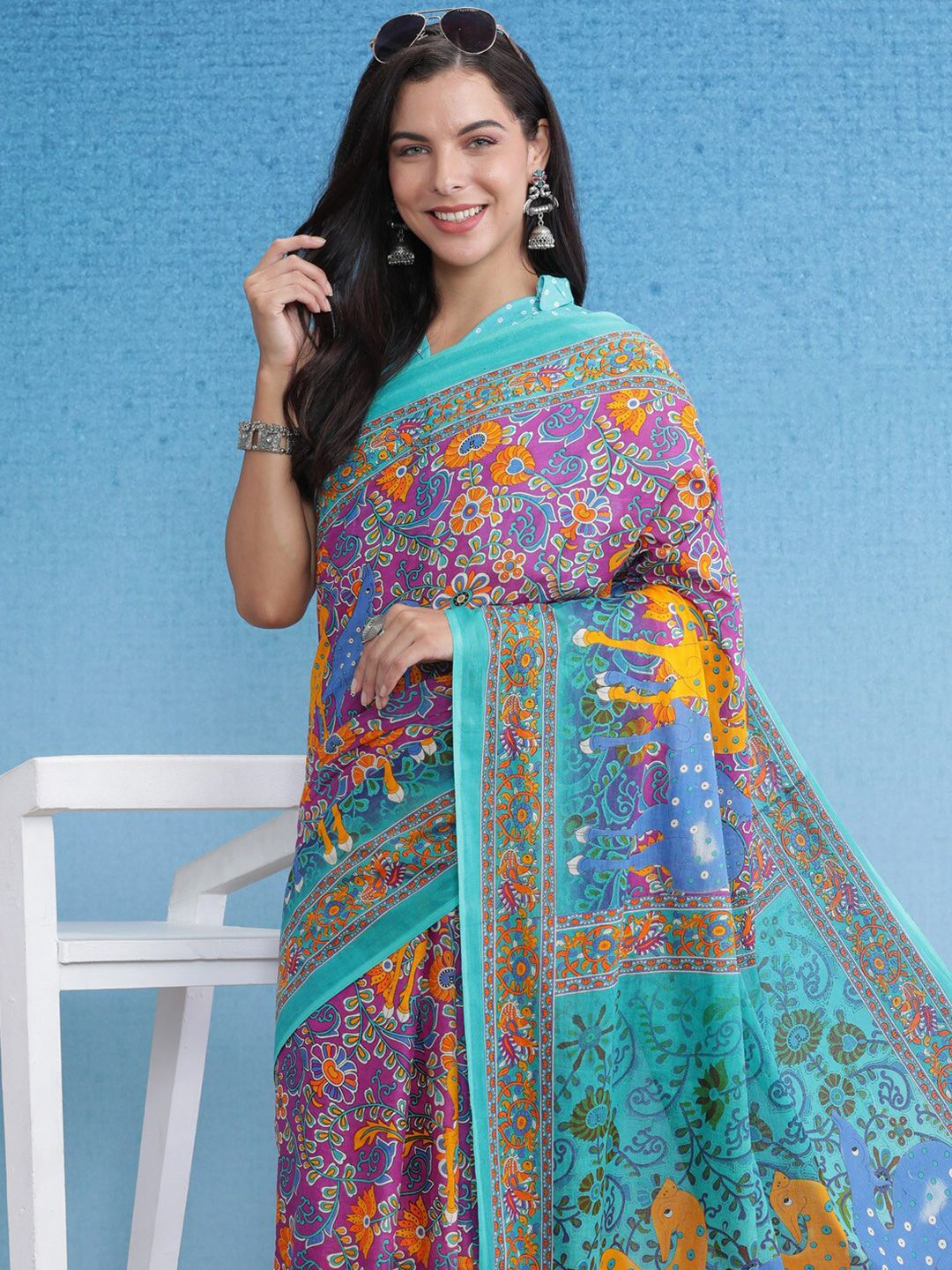 Saree mall Kalamkari Pure Cotton Bagru Sarees