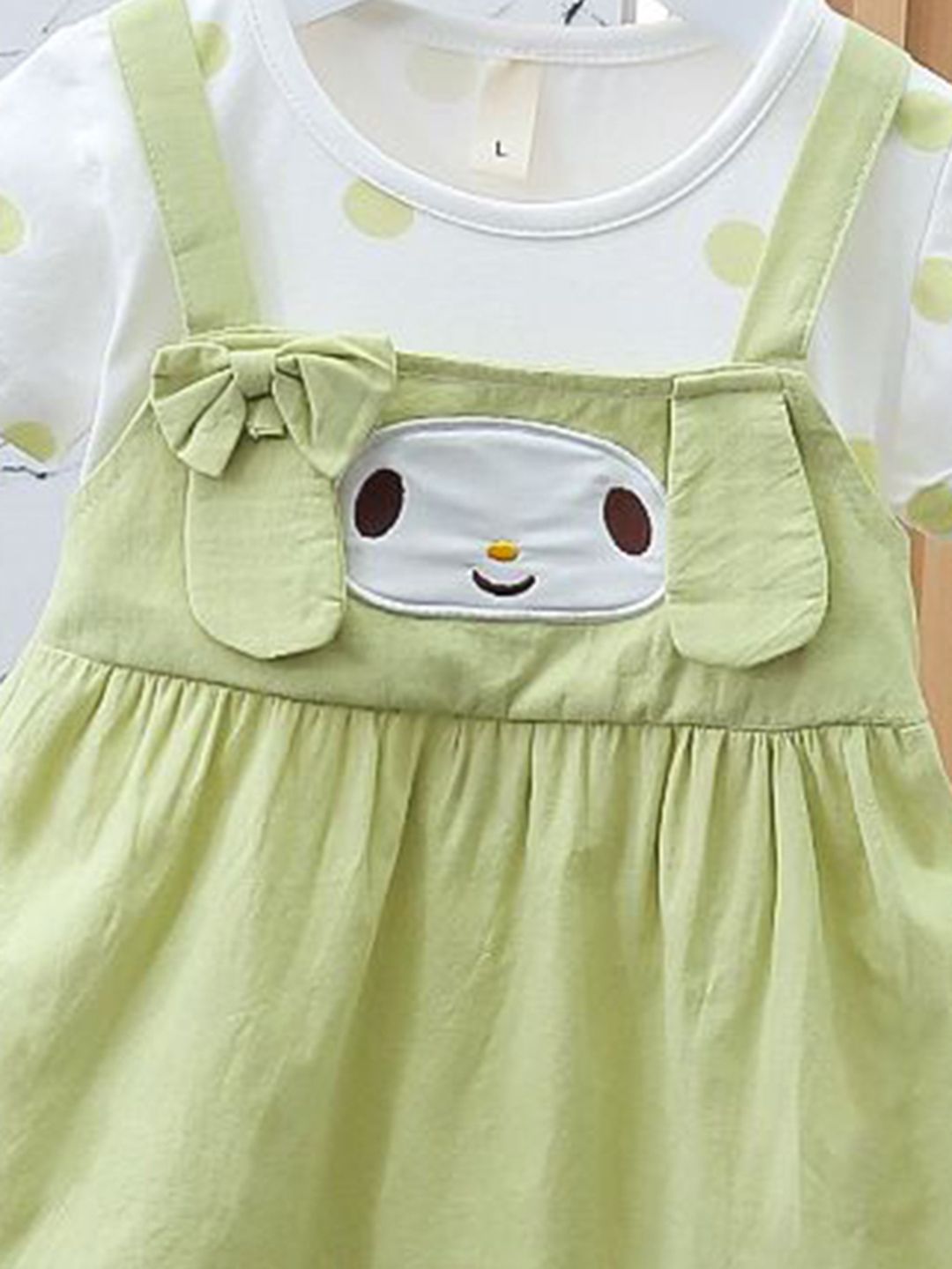 YK Girls Self Design Round Neck A-Line Dress