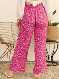 Berrylush Women Pink Floral Print High-Rise Pleated Parallel Trousers