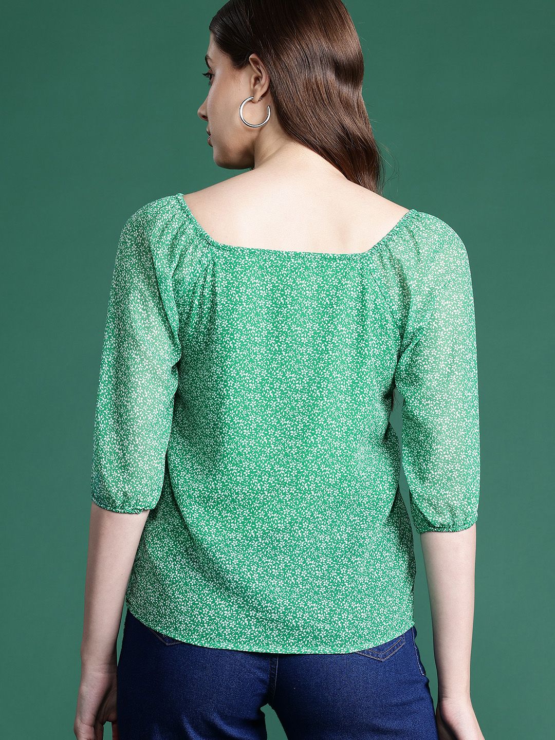 DressBerry Floral Print Puff Sleeve Top