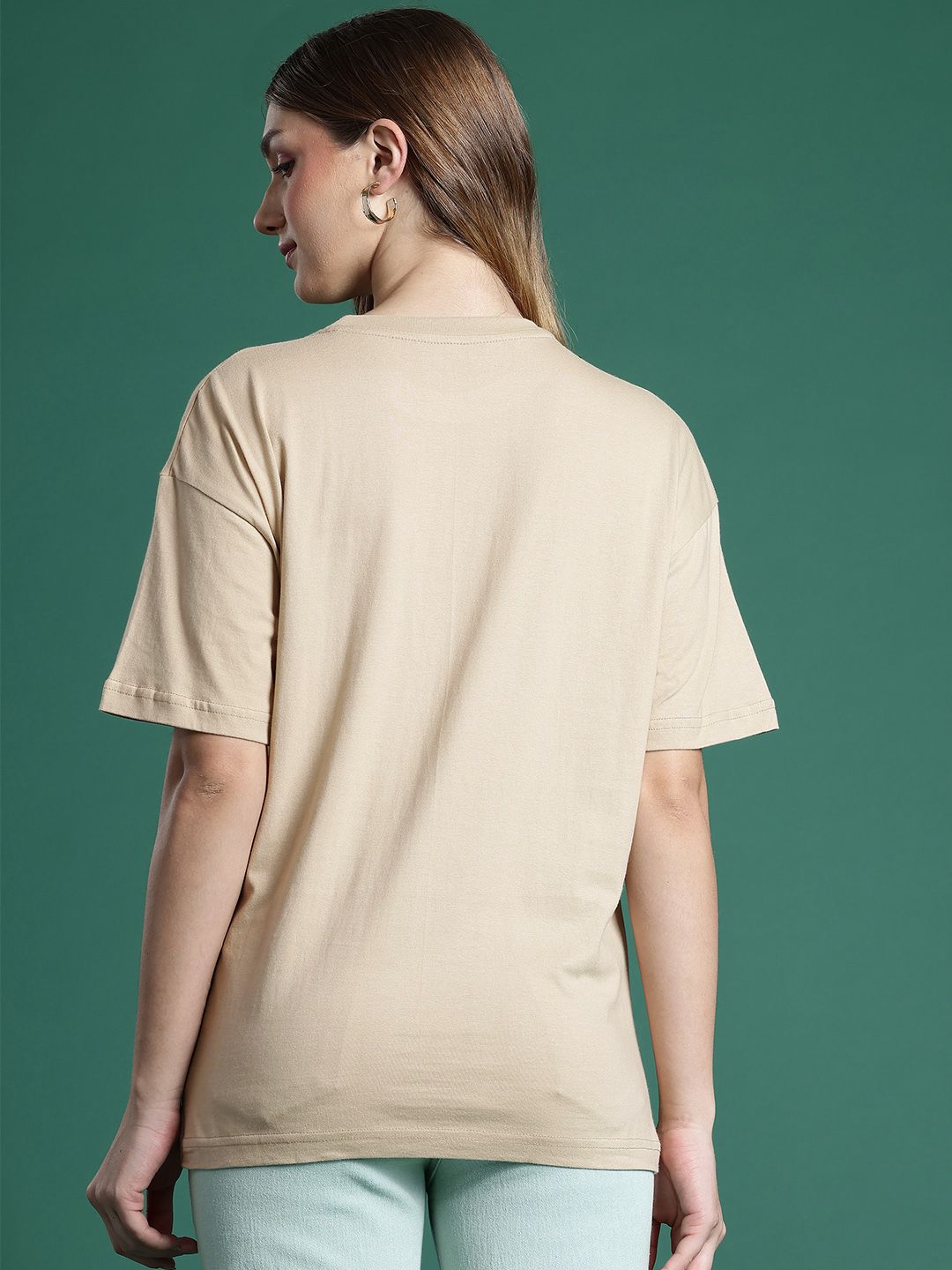 DressBerry Women Pure Cotton Printed Drop-Shoulder Sleeves T-shirt