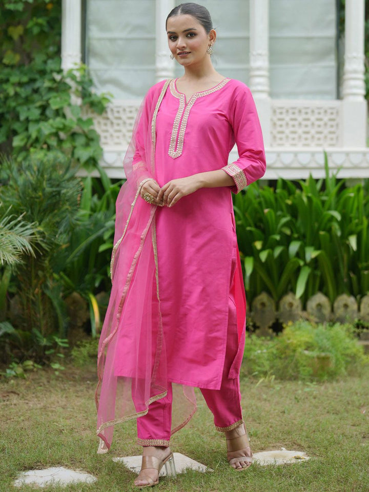 Indo Era Women Embroidered Regular Kurta with Trousers & With Dupatta