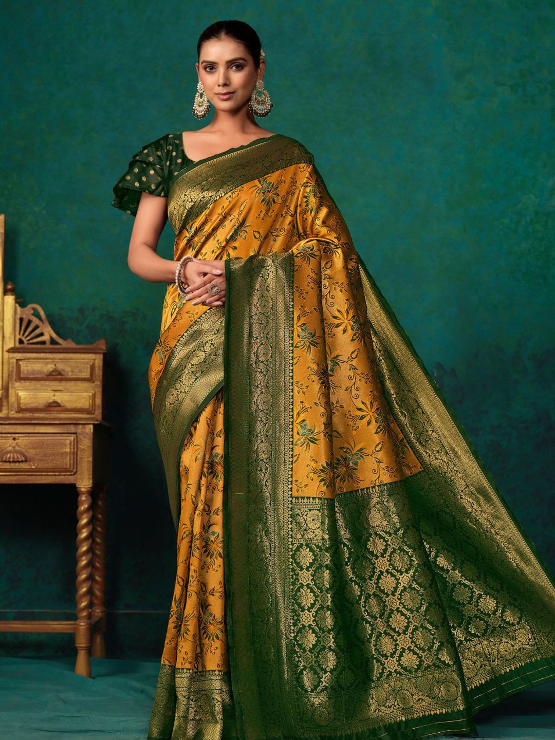 KALINI Woven Design Zari Paithani Saree