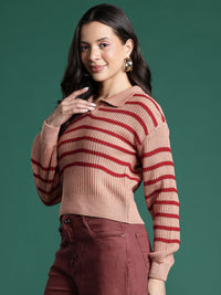 DressBerry Ribbed Striped Pullover