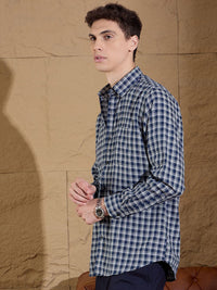 DENNISON Men's Tartan Checks Cotton Casual Shirt
