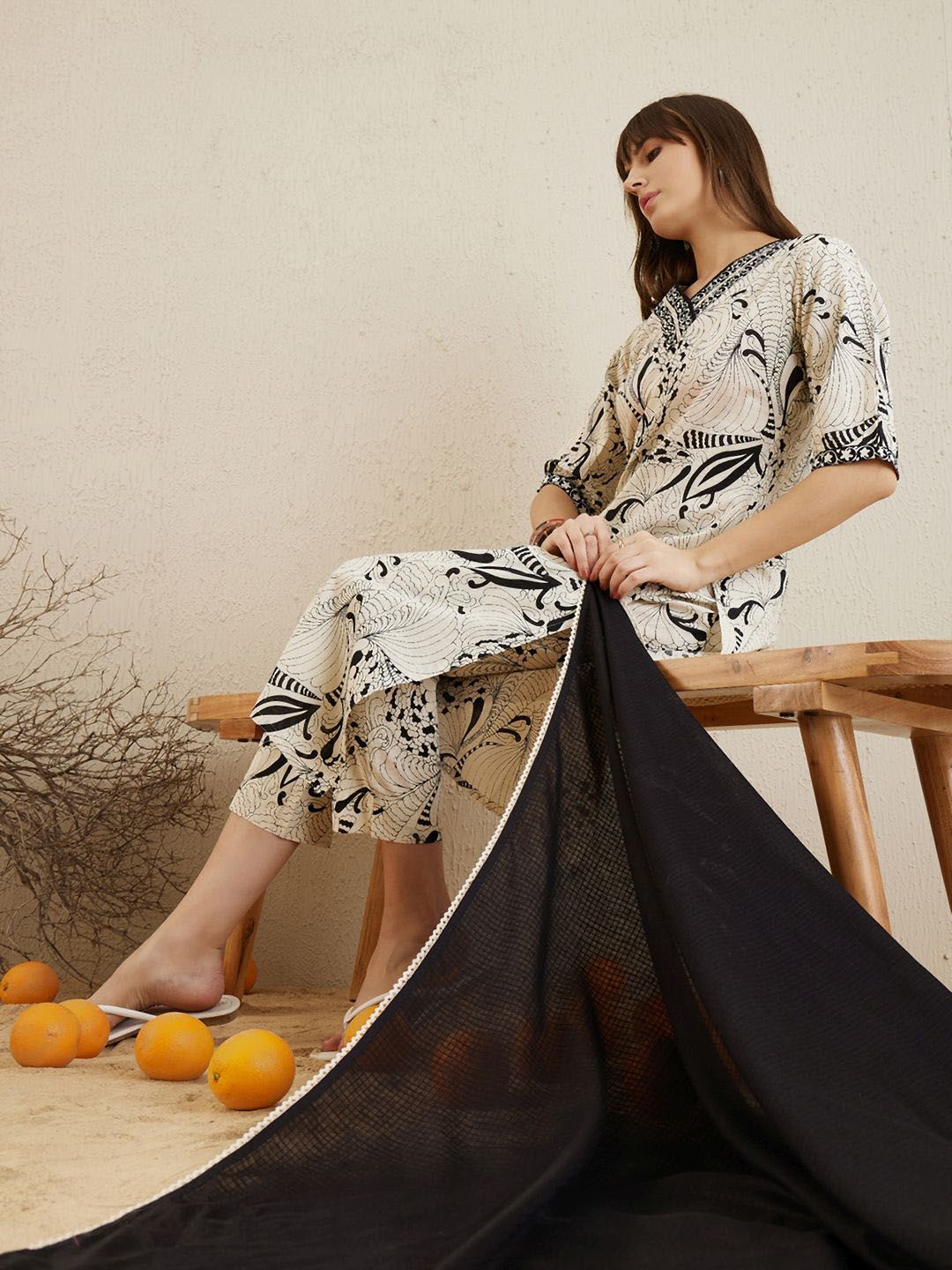 Indo Era Printed Regular Mirror Work Pure Cotton Kurta with Trousers & Dupatta