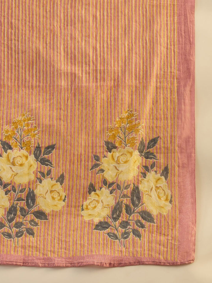 Indo Era Floral Printed Pure Cotton Kurta With Trousers &  Dupatta