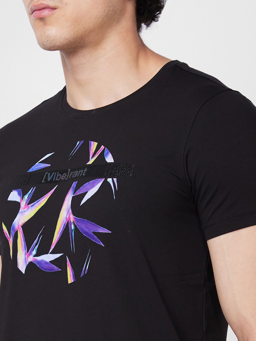 SPYKAR Round Neck Short Sleeves Printed Slim Fit Cotton T-shirt