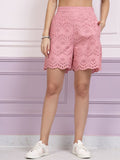 Athena Women Self Design Shiffli Cotton Regular Shorts