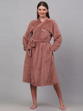 KLOTTHE Women Solid Woolen Bath Robe With Belt