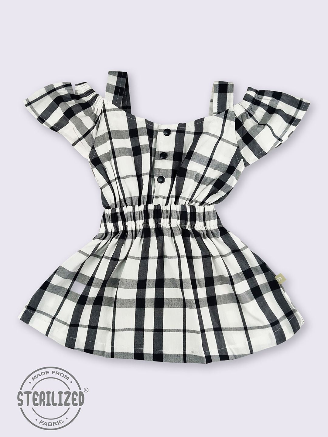 Moms Love Infant Girls Checked Cold-Shoulder Fit & Flare Dress