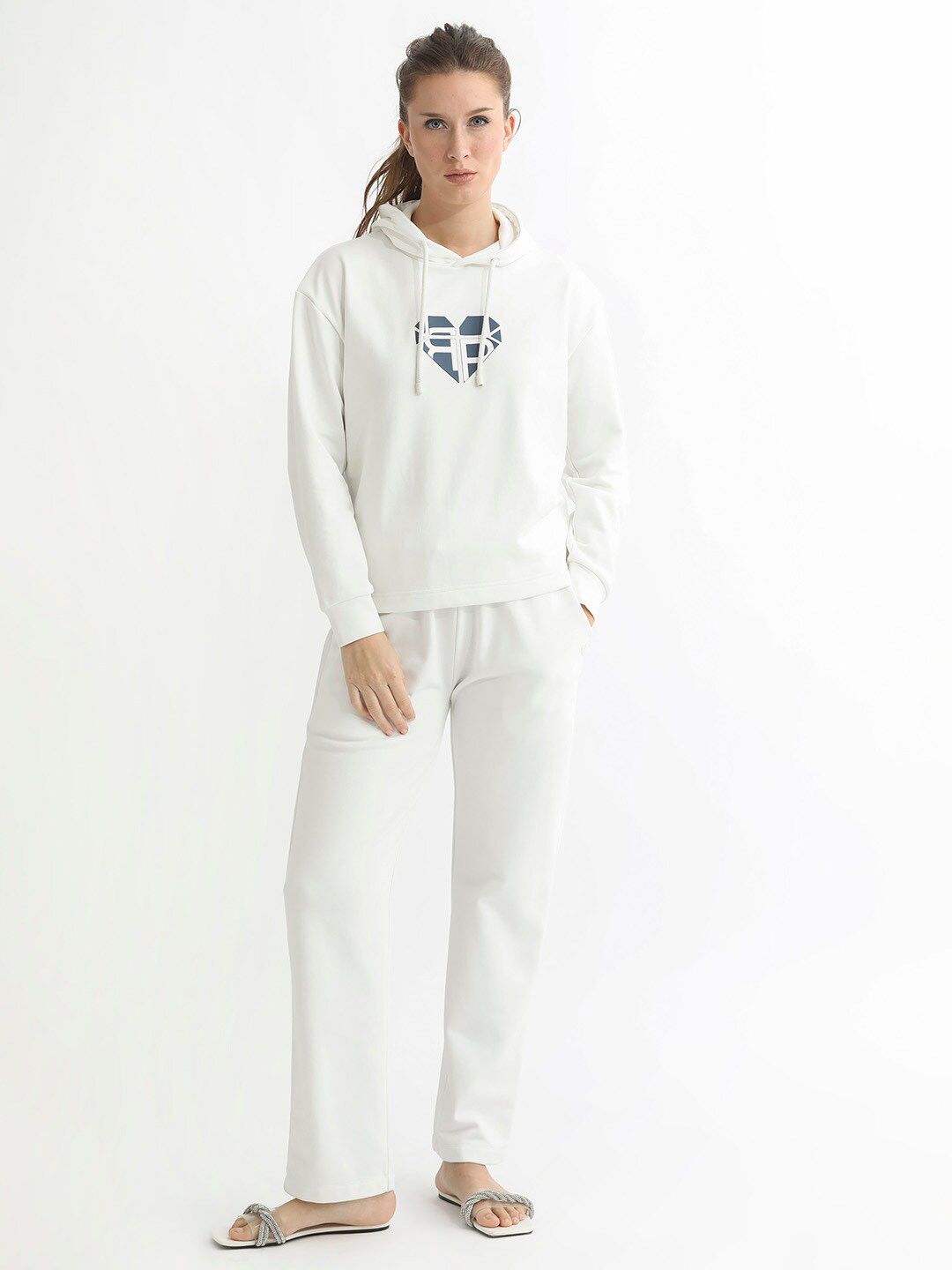 RAREISM Graphic Printed Hooded Cotton Sweatshirt