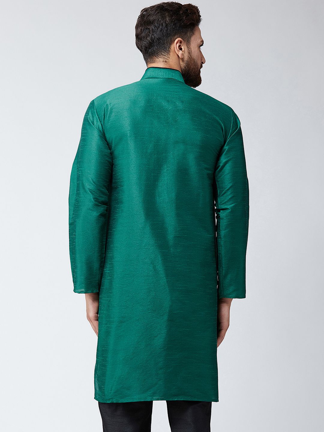SOJANYA Men Green Solid Straight Kurta