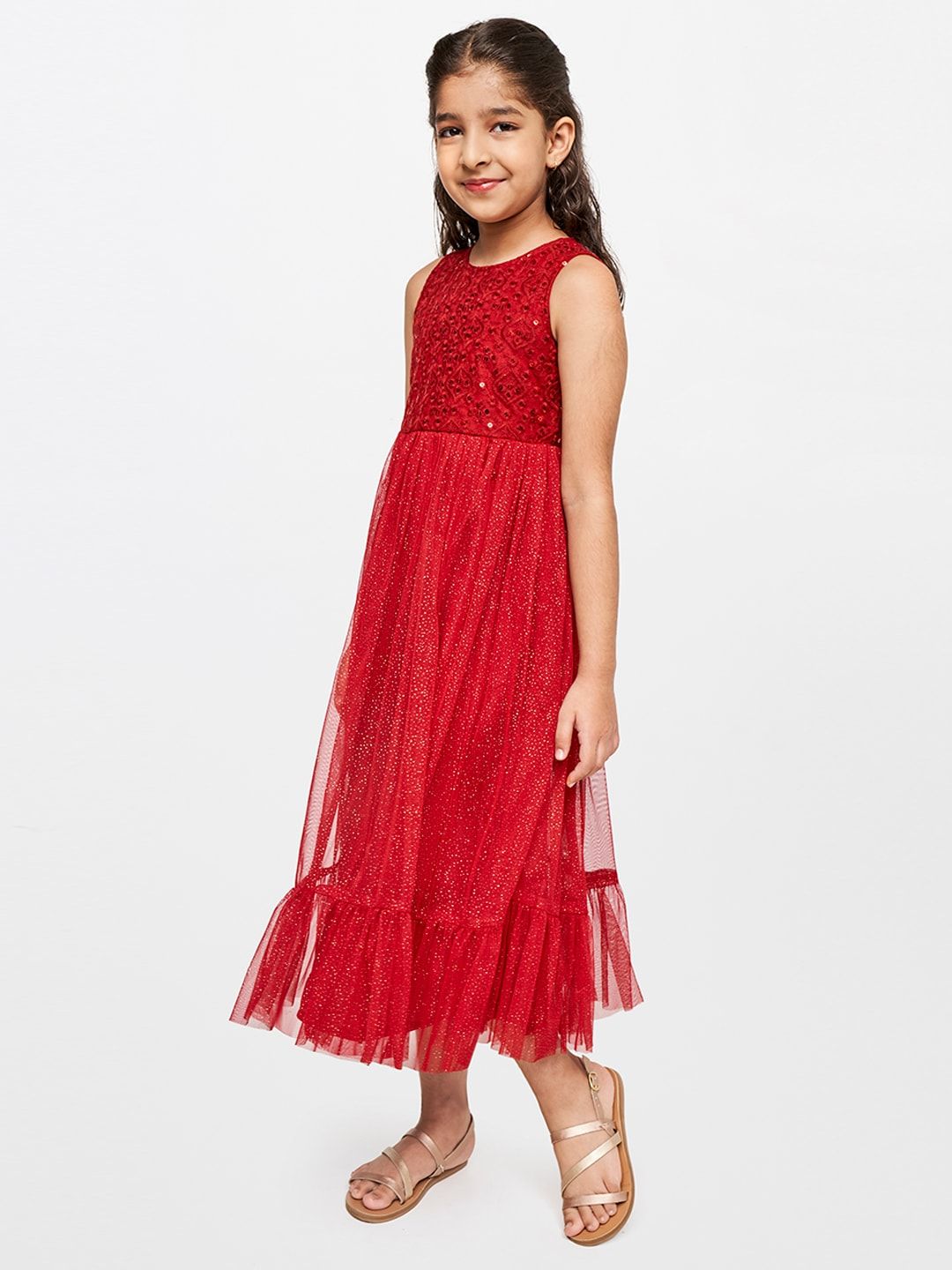 Global Desi Embellished A-Line Midi Dress
