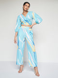 AND Printed V-Neck Puff Sleeves Top & Trouser